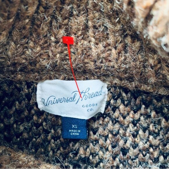 Universal Threads Golden Tan Leopard Print Wool Knit Sweater Top/Tunic Dress XS - Picture 5 of 6